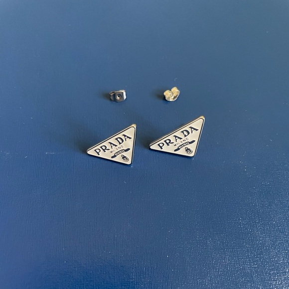 Prada logo triangle stud earrings - Picture 2 of 4